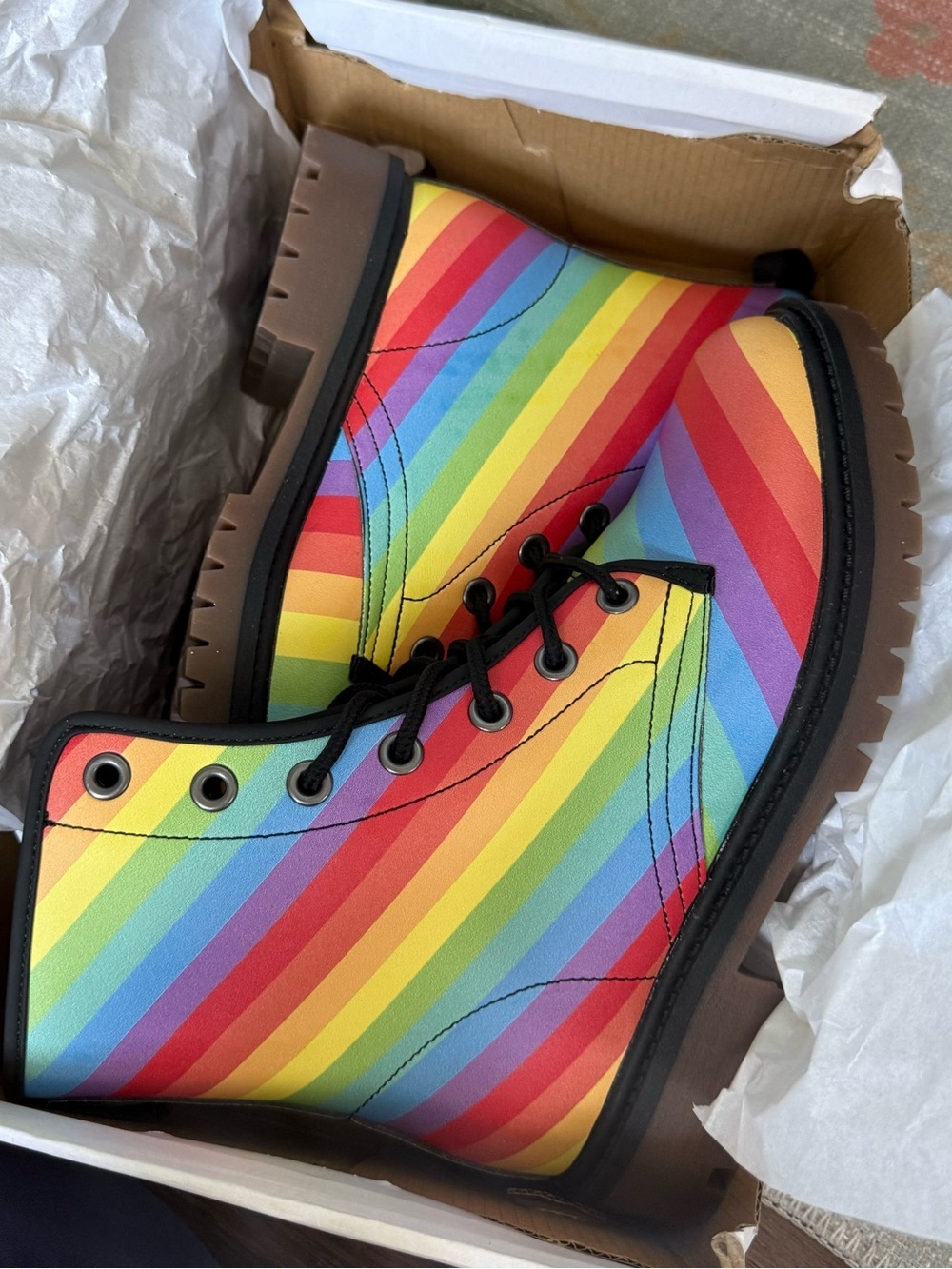 Amazon Rainbow Stripe Combat Boot - Multicolor - Picture 6 of 6